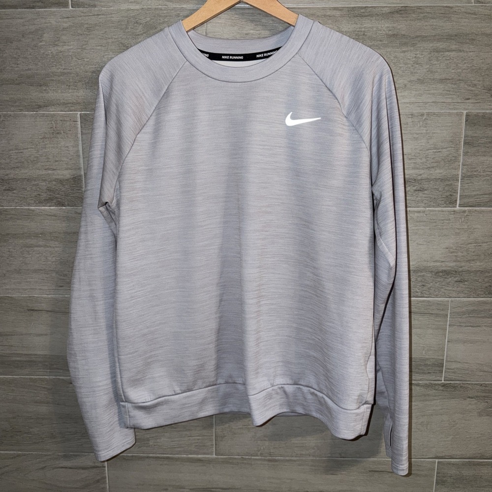 Nike Dri-FIT Women's Gray Heathered Long Sleeve Crew Neck Running Top Size M